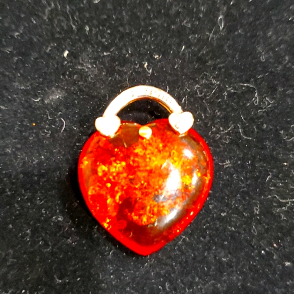 Amber heart pendant